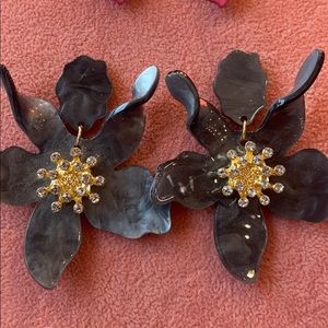 Black floral earrings